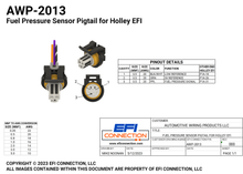 Load image into Gallery viewer, Pinout for Fuel Pressure Sensor Pigtail for Holley EFI