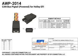 Pinout for CAN Bus Pigtail (Powered) for Holley EFI