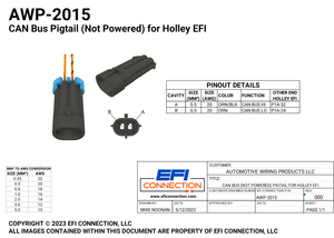 Pinout for CAN Bus Pigtail (Not Powered) for Holley EFI