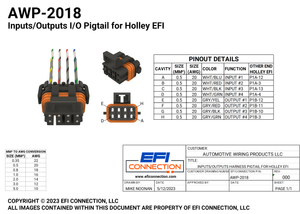 Inputs/Outputs I/O Pigtail for Holley EFI