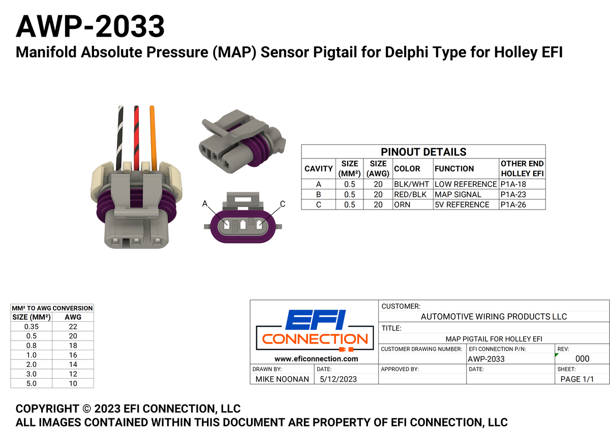 Manifold Absolute Pressure (MAP) Sensor Pigtail for Delphi Type for ...
