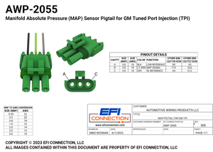 Pinout for Manifold Absolute Pressure (MAP) Sensor Pigtail for GM Tuned Port Injection (TPI)