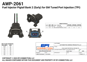 Pinout for Fuel Injector Pigtail Bank 2 (Early) for GM Tuned Port Injection (TPI)