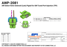 Load image into Gallery viewer, Pinout for AIR Select Valve Solenoid (Late) Pigtail for GM Tuned Port Injection (TPI)