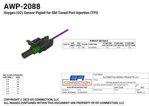Pinout for Oxygen (O2) Sensor Pigtail for GM Tuned Port Injection (TPI)