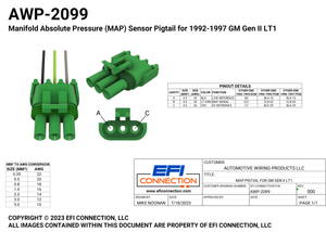 Manifold Absolute Pressure (MAP) Sensor Pigtail for 1992-1997 GM Gen II LT1