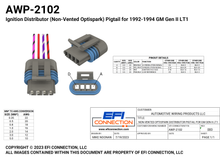 Load image into Gallery viewer, Pinout for Ignition Distributor (Non-Vented Optispark) Pigtail for 1992-1994 GM Gen II LT1