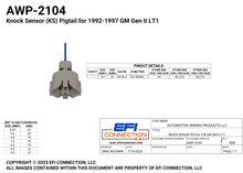 Load image into Gallery viewer, Pinout for Knock Sensor (KS) Pigtail for 1992-1997 GM Gen II LT1
