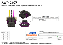 Load image into Gallery viewer, Pinout for Mass Air Flow (MAF) Sensor Pigtail for 1994-1997 GM Gen II LT1