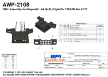 Load image into Gallery viewer, Pinout for OBD-I Assembly Line Diagnostic Link (ALDL) Pigtail for 1993-1994 GM Gen II LT1