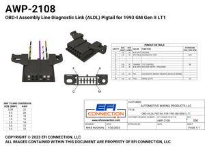 Pinout for OBD-I Assembly Line Diagnostic Link (ALDL) Pigtail for 1993-1994 GM Gen II LT1