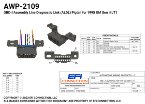 Pinout for OBD-I Assembly Line Diagnostic Link (ALDL) Pigtail for 1995 GM Gen II LT1