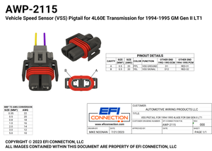 Vehicle Speed Sensor (VSS) Pigtail for 4L60E Transmission for 1994-1995 GM Gen II LT1
