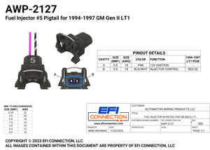 Fuel Injector #5 Pigtail for 1994-1997 GM Gen II LT1