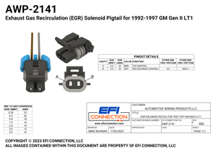 Exhaust Gas Recirculation (EGR) Solenoid Pigtail for 1992-1997 GM Gen II LT1