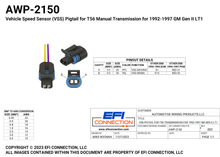 Load image into Gallery viewer, Pinout for Vehicle Speed Sensor (VSS) Pigtail for T56 Manual Transmission for 1992-1997 GM Gen II LT1