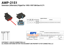Load image into Gallery viewer, Pinout for Generator (Alternator) Pigtail for 1993-1997 GM Gen II LT1