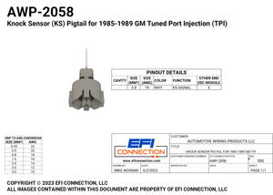 Knock Sensor (KS) Pigtail for 1985-1989 GM Tuned Port Injection (TPI)