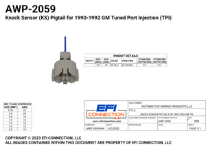 Knock Sensor (KS) Pigtail for 1990-1992 GM Tuned Port Injection (TPI)